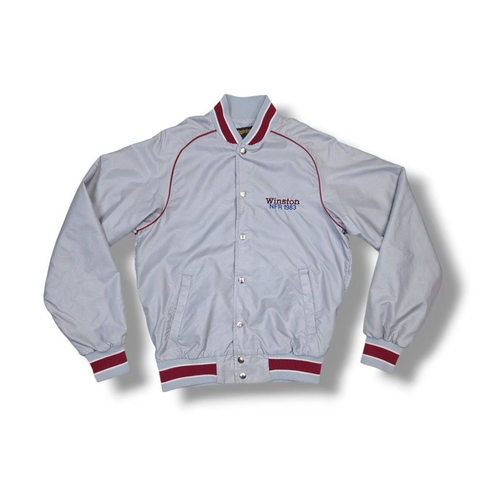 Vintage Swingster Winston NFR 1983 Gray Windbreaker Jacket Size Small USA Made